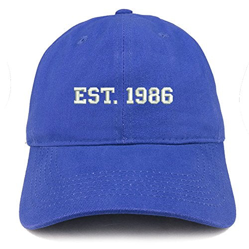 Trendy Apparel Shop EST 1986 Embroidered - 35th Birthday Gift Soft Cotton Baseball Cap