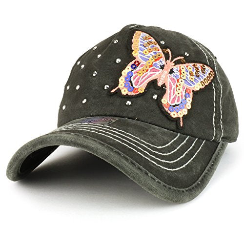 Trendy Apparel Shop Butterfly Embroidered Stitch Multi Color Baseball Cap