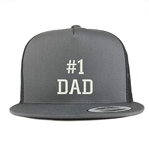 Trendy Apparel Shop Flexfit Number 1 Dad Embroidered 5 Panel Flatbill Snapback Mesh Cap