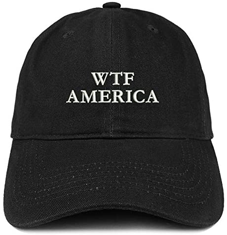 Trendy Apparel Shop WTF America Embroidered 100% Quality Brushed Cotton Baseball Cap