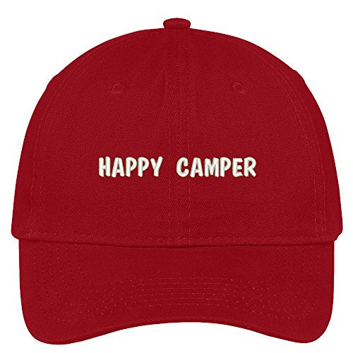 Trendy Apparel Shop Happy Camper Embroidered 100% Cotton Adjustable Cap Dad Hat