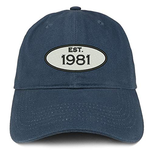 Trendy Apparel Shop 40th Birthday Established 1981 Soft Crown Brushed Cotton Cap