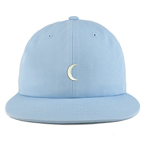 Trendy Apparel Shop Crescent Moon Embroidered Unstructured Flatbill Adjustable Cap