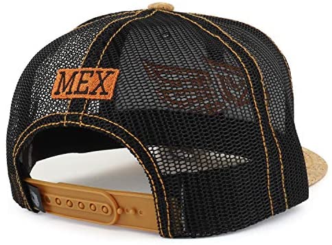 Trendy Apparel Shop Mexico Eagle Embroidered Cork Bill Denim Mesh Snapback Cap