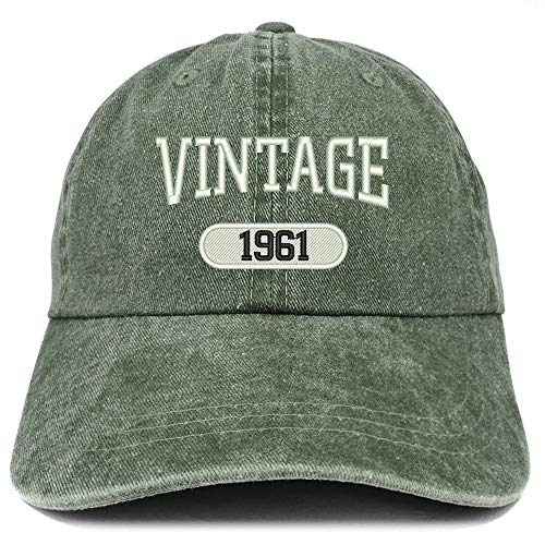 Trendy Apparel Shop 60th Birthday Vintage 1961 Washed Cotton Adjustable Cap