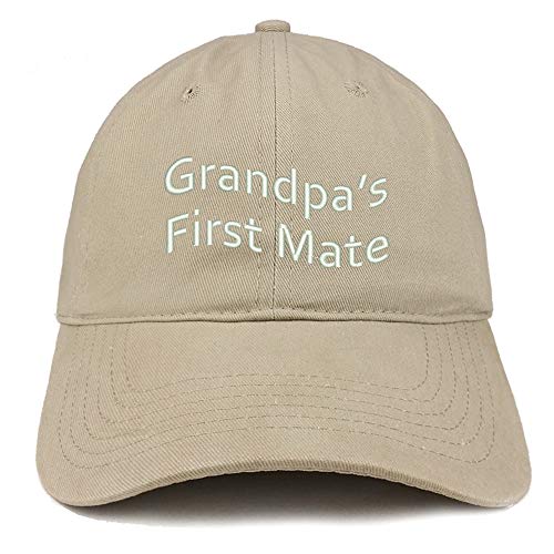 Trendy Apparel Shop Grandpa's First Mate Embroidered Soft Crown 100% Brushed Cotton Cap