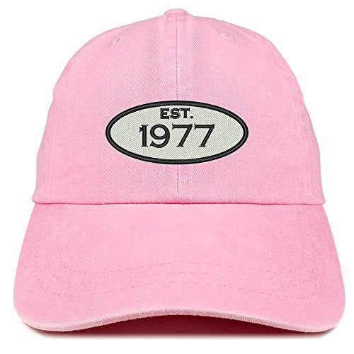 Trendy Apparel Shop Established 1977 Embroidered 44th Birthday Gift Pigment Dyed Washed Cotton Cap