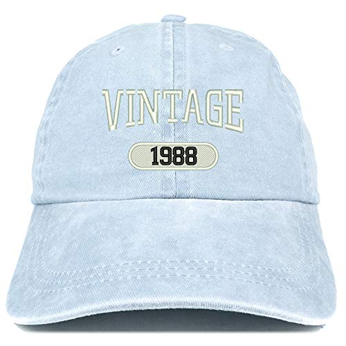 Trendy Apparel Shop Vintage 1988 Embroidered 33rd Birthday Soft Crown Washed Cotton Cap