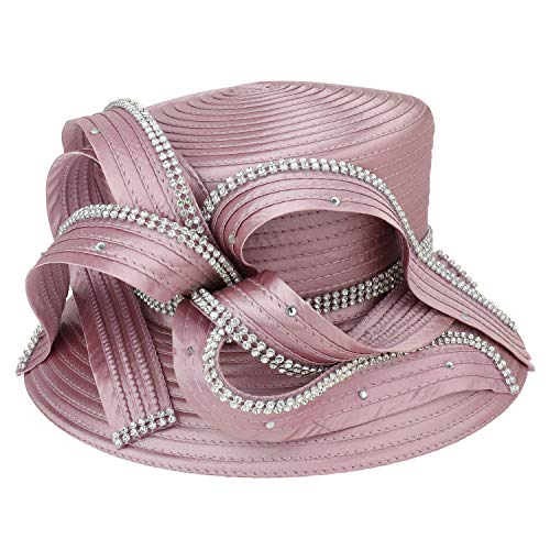 Trendy Apparel Shop Satin Braid Dressy Hat with Rhinestones and Loops