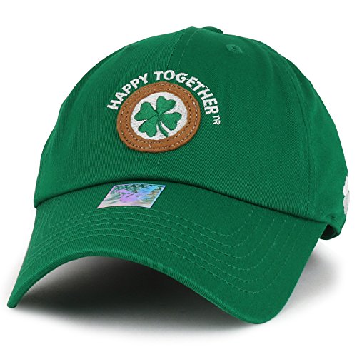 Trendy Apparel Shop Happy Together St Patrick Clover Embroidered Cotton Baseball Cap