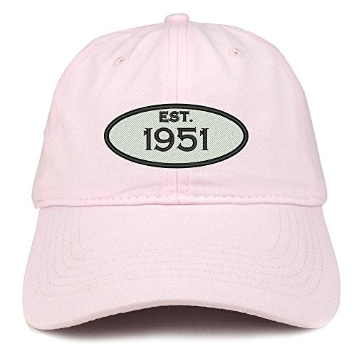Trendy Apparel Shop Established 1951 Embroidered 70th Birthday Gift Soft Crown Cotton Cap