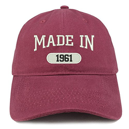 Trendy Apparel Shop Made in 1961 Embroidered 60th Birthday Brushed Cotton Cap