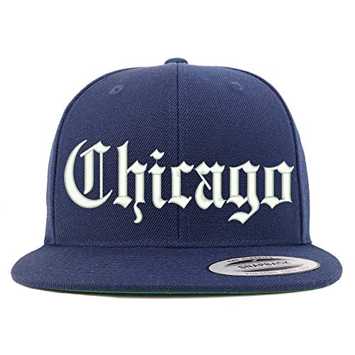 Trendy Apparel Shop Old English Font Chicago City Embroidered Flat Bill Cap