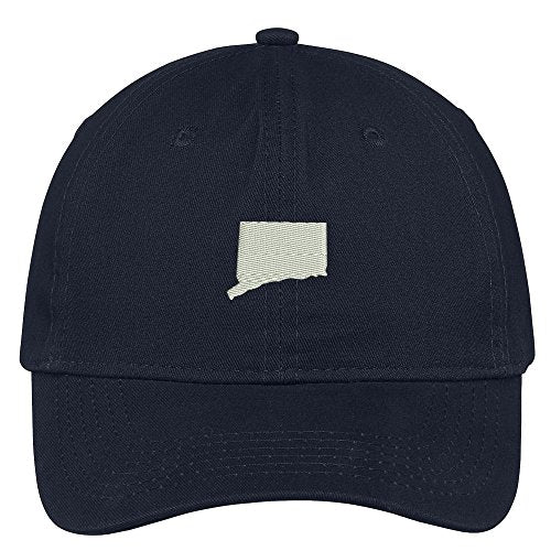 Trendy Apparel Shop Connecticut State Map Embroidered Low Profile Soft Cotton Brushed Baseball Cap
