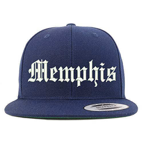 Trendy Apparel Shop Old English Font Memphis City Embroidered Flat Bill Cap