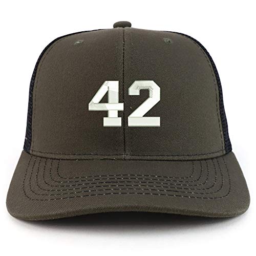 Trendy Apparel Shop Number 42 Collegiate Varsity Two Tone Trucker Baseball Cap