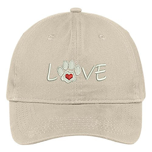Trendy Apparel Shop Paw Print Heart Love Embroidered Low Profile Soft Cotton Brushed Cap