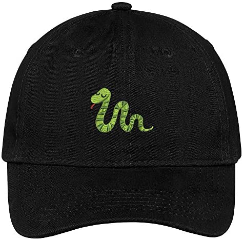 Trendy Apparel Shop Slithering Snake Embroidered Soft Crown 100% Brushed Cotton Cap