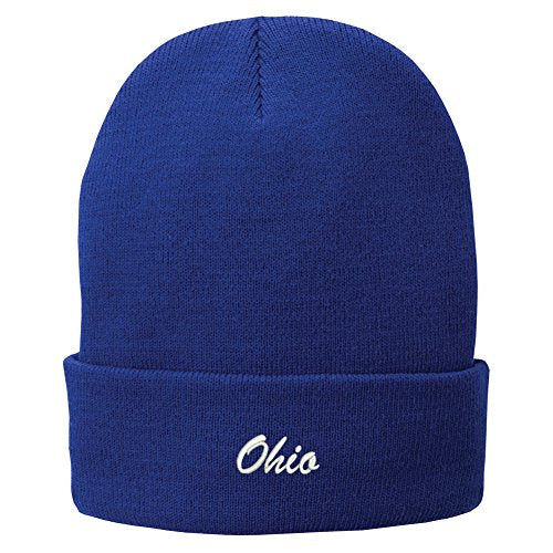 Trendy Apparel Shop Ohio Embroidered Winter Folded Long Beanie