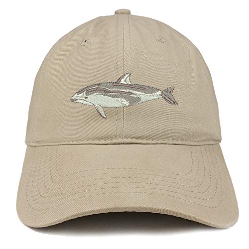 Trendy Apparel Shop Pacific White Dolphin Embroidered Brushed Cotton Cap