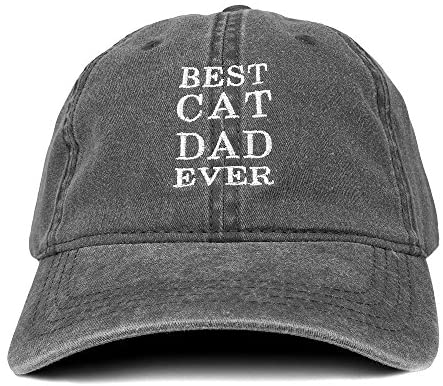 Trendy Apparel Shop Best Cat Dad Ever Embroidered Soft Fit Washed Cotton Baseball Cap