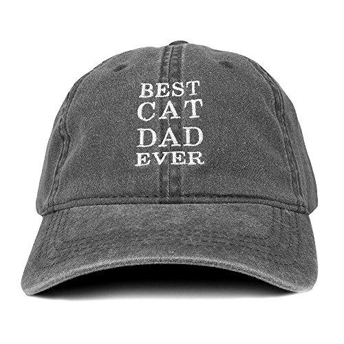 Trendy Apparel Shop Best Cat Dad Ever Embroidered Soft Fit Washed Cotton Baseball Cap