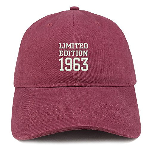 Trendy Apparel Shop Limited Edition 1963 Embroidered Birthday Gift Brushed Cotton Cap