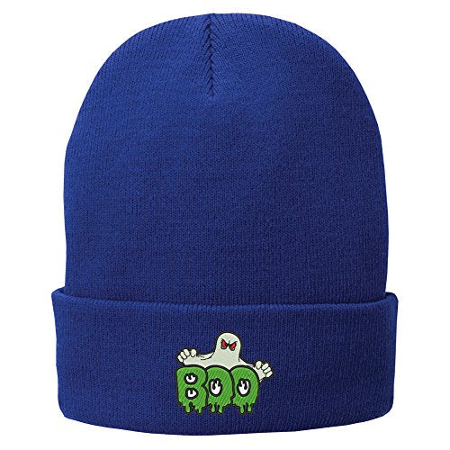 Trendy Apparel Shop Halloween Boo Embroidered Winter Folded Long Beanie
