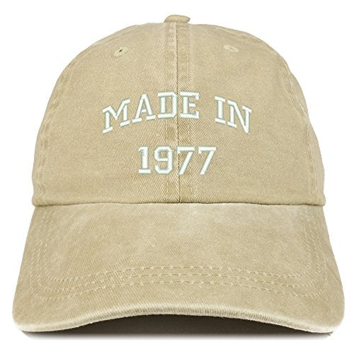 Trendy Apparel Shop Made in 1977 Text Embroidered 44th Birthday Washed Cap