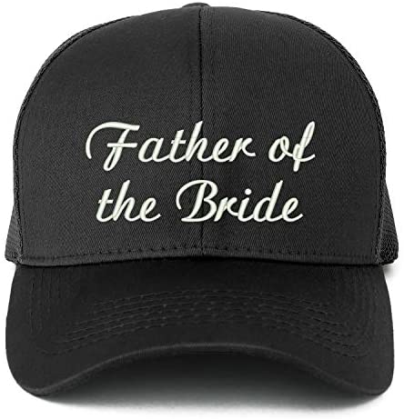 Trendy Apparel Shop XXL Father of The Bride Embroidered Structured Trucker Mesh Cap