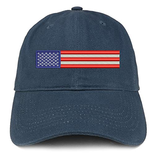 Trendy Apparel Shop USA Flag Embroidered Soft Crown 100% Brushed Cotton Cap