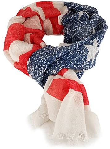 Trendy Apparel Shop US American Flag Print Frayed Edge Scarf Shawl Sarong - US
