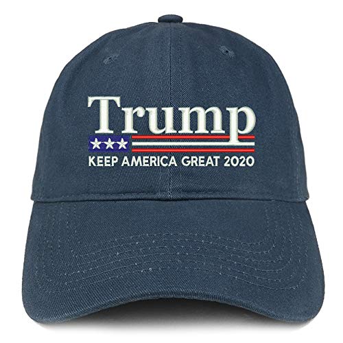 Trendy Apparel Shop Trump Keep America Great 2020 Flag Embroidered 100% Cotton Adjustable Cap Dad Hat