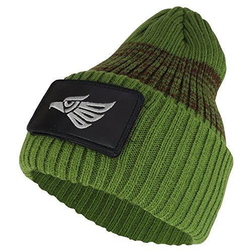 Trendy Apparel Shop Hecho EN Mexico Eagle PU Hook and Loop Patched Long Cuff Beanie