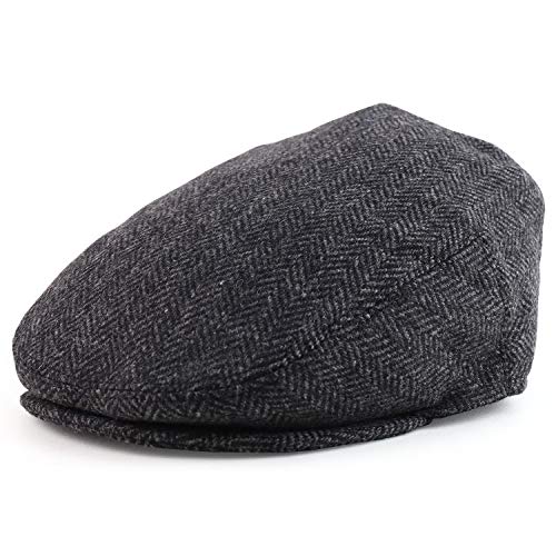 Trendy Apparel Shop Men's Herringbone Wool Blend Adjustable 3 Button Ivy Cap