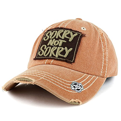 Trendy Apparel Shop Sorry Not Sorry Patch Embroidered Frayed Vintage Unstructured Baseball Cap