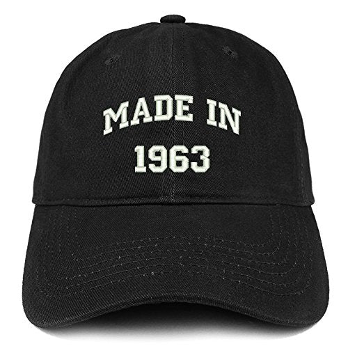 Trendy Apparel Shop Made in 1963 Text Embroidered 58th Birthday Brushed Cotton Cap