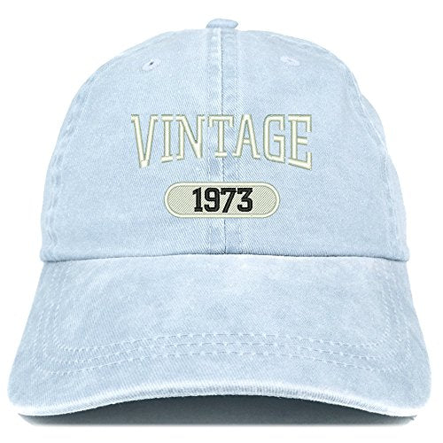 Trendy Apparel Shop Vintage 1973 Embroidered 48th Birthday Soft Crown Washed Cotton Cap