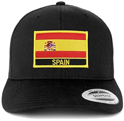 Trendy Apparel Shop Spain Flag Patch Retro Trucker Mesh Cap