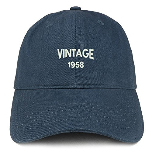 Trendy Apparel Shop Small Vintage 1958 Embroidered 63rd Birthday Adjustable Cotton Cap