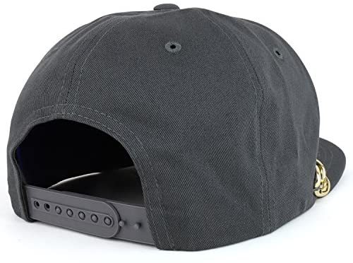 Trendy Apparel Shop Plain Hip Hop Flat Bill Snapback Cap with Gold Chain