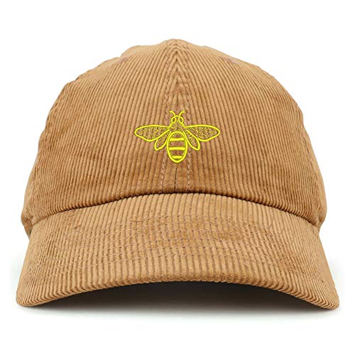 Trendy Apparel Shop Bee Embroidered Cotton Corduroy Unstructured Baseball Cap