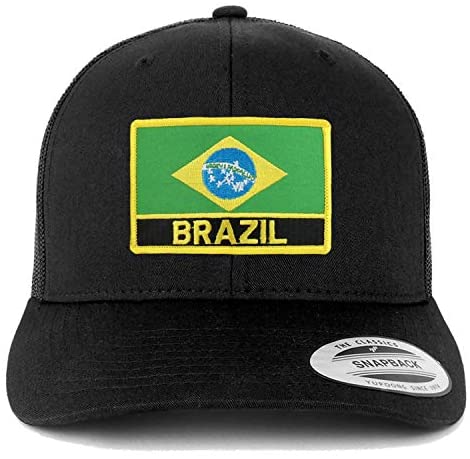 Trendy Apparel Shop Brazil Flag Patch Retro Trucker Mesh Cap
