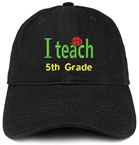 Trendy Apparel Shop I Teach 5th Grade Embroidered Soft Crown 100% Brushed Cotton Cap