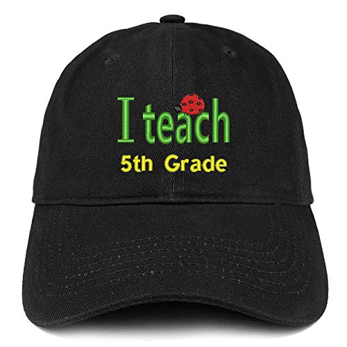 Trendy Apparel Shop I Teach 5th Grade Embroidered Soft Crown 100% Brushed Cotton Cap