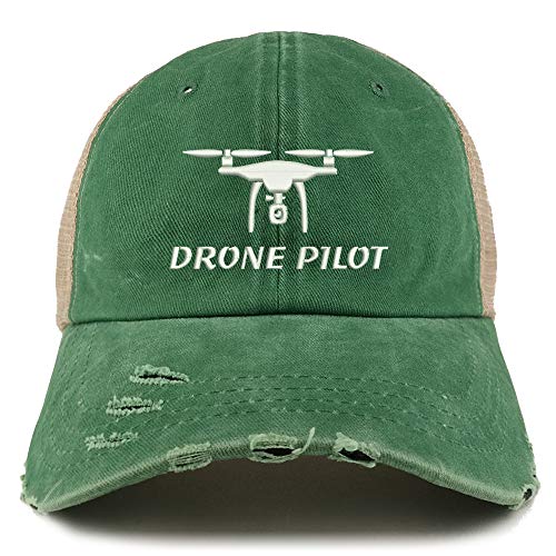 Trendy Apparel Shop Drone Pilot Embroidered Frayed Bill Trucker Mesh Back Cap