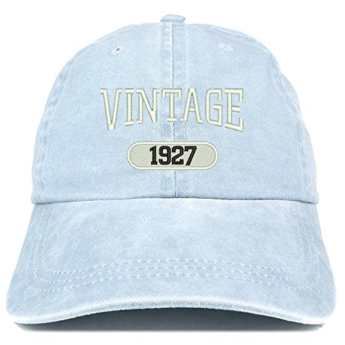 Trendy Apparel Shop Vintage 1927 Embroidered 94th Birthday Soft Crown Washed Cotton Cap
