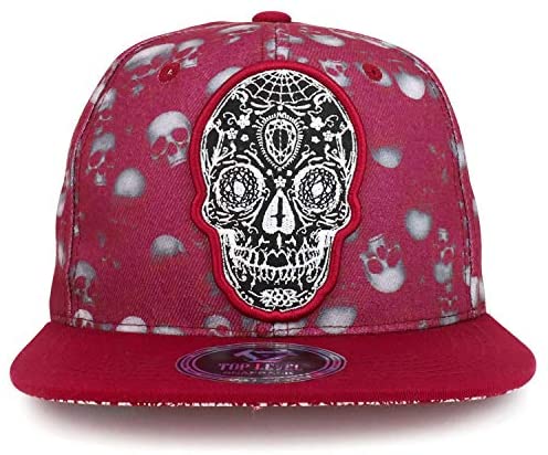 Trendy Apparel Shop Dia de Los Muertos Day of Dead Skull Embroidery Snapback Cap
