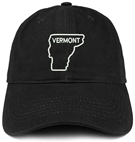 Trendy Apparel Shop Vermont Text State Outline State Embroidered Cotton Dad Hat