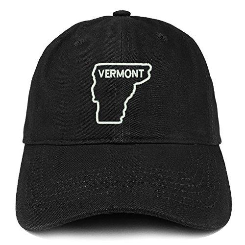 Trendy Apparel Shop Vermont Text State Outline State Embroidered Cotton Dad Hat